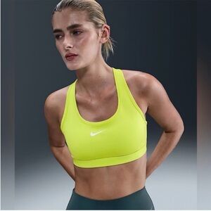 Nike Women’s Large Swoosh Medium Support Padded Racerback Sports Bra Cyber